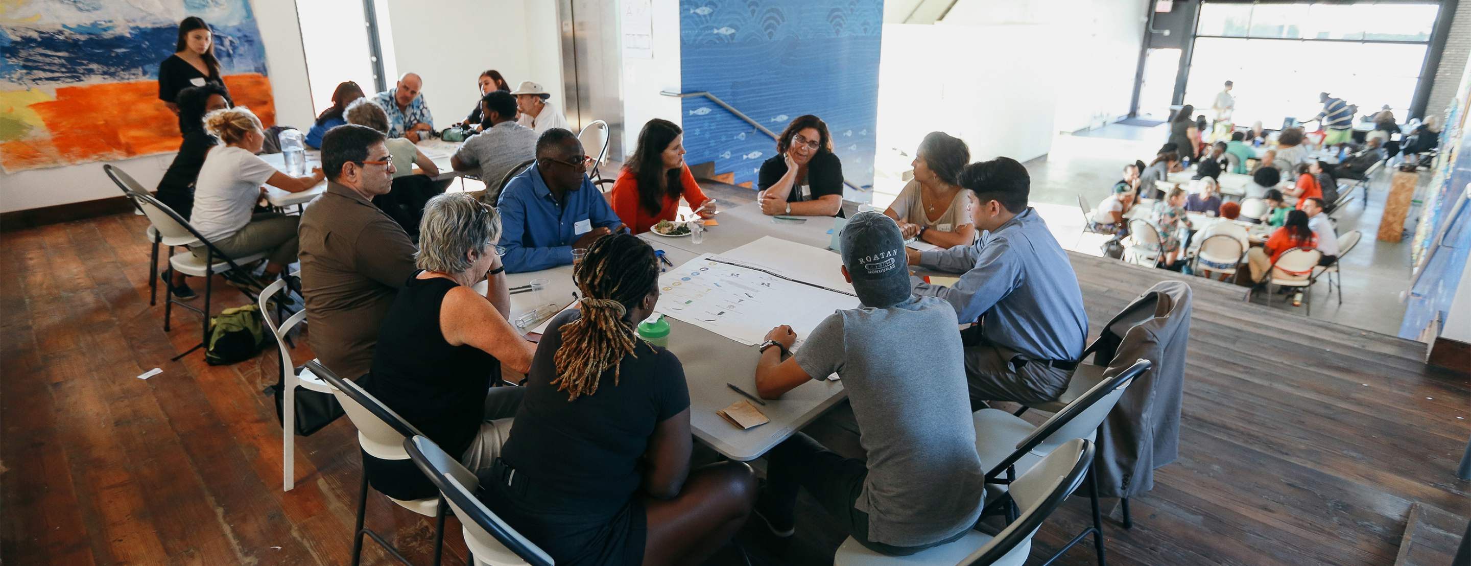 Planning group at a large table photo
